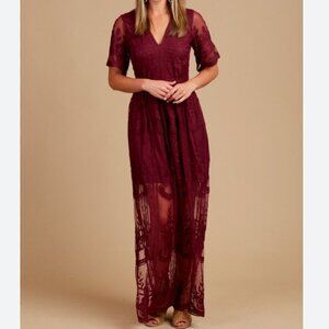Altar'd State Burgundy Marionette Maxi Dress